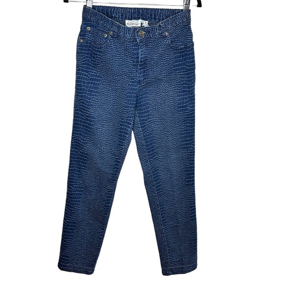 Newport News Jeanology snakeprint embossed denim jeans Size 8 - Picture 1 of 6